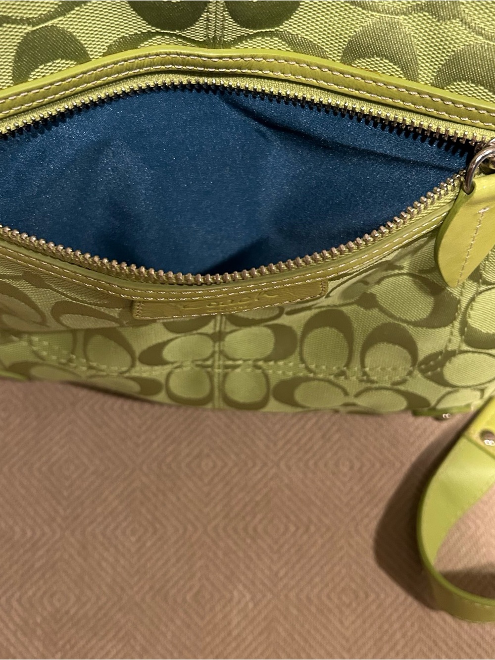 Coach vintage y2k lime green Penelope signature canvas, leather hobo F14689 - Picture 6 of 11
